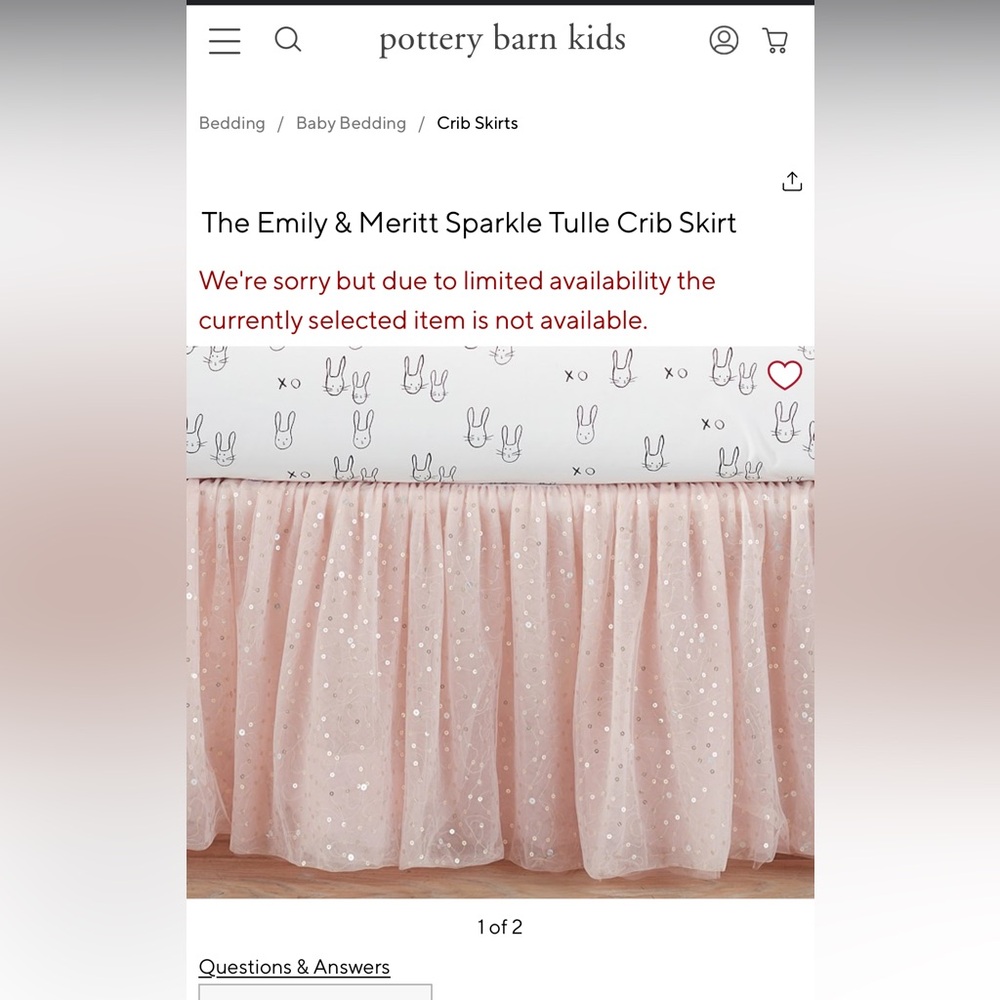 Pottery Barn Kids The Emily & Meritt Sparkle Tulle Crib Skirt